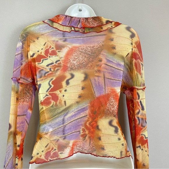 Jaded London Allele Lace Up Top Butterfly Mesh Corset Y2K Ruffle Frill Size 4 - Picture 10 of 17